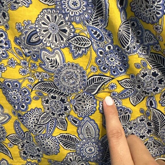 Talbots Paisley Printed Tunic Top Plus Size 3X Yellow Blue Office Career Resort - Picture 5 of 10